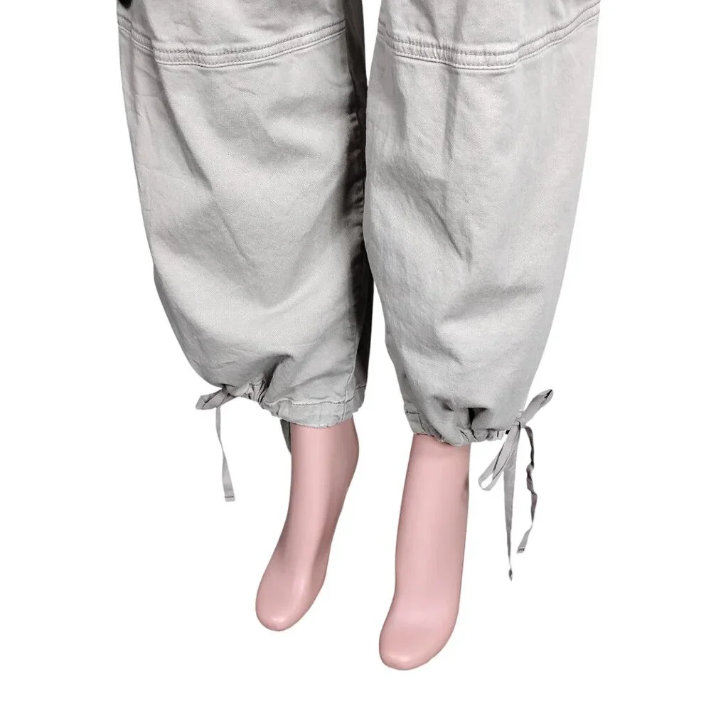 Anthro Pilcro Wide Legs Cargo Pants Size 32 P Waist Hems Drawstring Multi Pocket - Picture 2 of 16